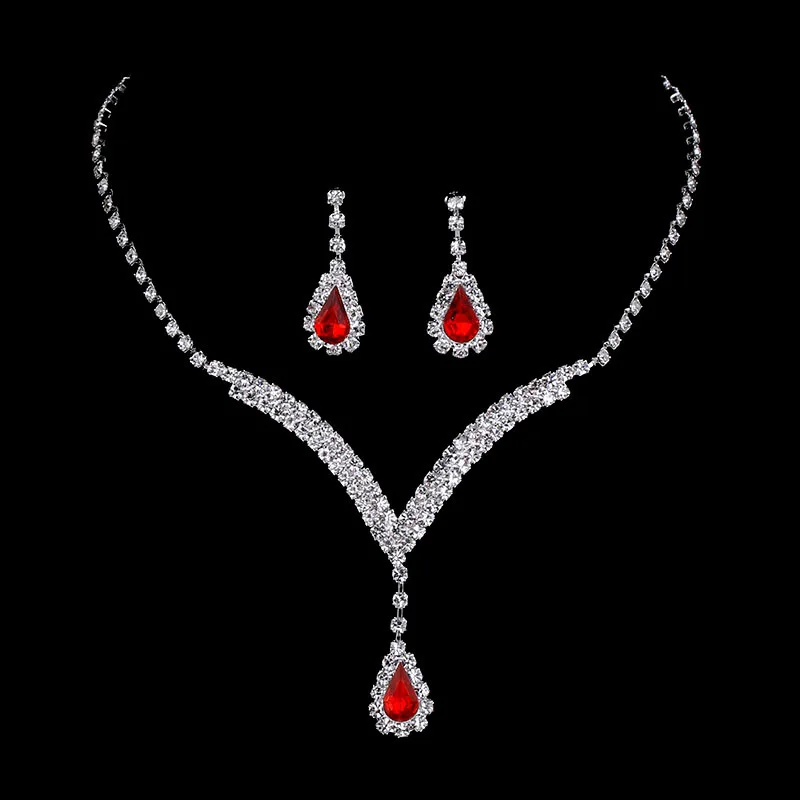 2023 New Japanese and Korean Bride Necklace Earring Set 2 Pieces Dress with Jewelry Shiny Crystal High Quality Collar Chain