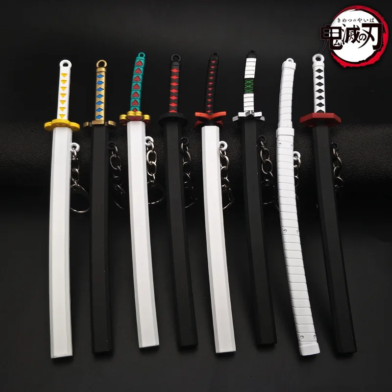 

Anime Demon Slayer Kimetsu no Yaiba Cartoon Kamado Tanjirou Sword Keychain Blade of Ghost Keyring Weapons Kpop FashionJewelry