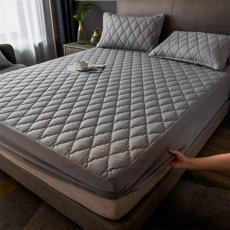 

Mattress Waterproof Protector Thickened Cotton Queen Double Fitted Sheet Anti-slip Bedspread Solid Color Pillowcase Not Included