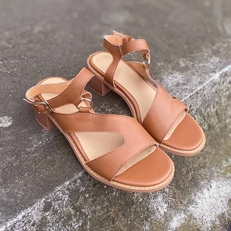 

Heihaian Sandals Retro Style Hong Kong Style Chunky Heel Open Toe Sandals 2023 Summer New Good Matching Sandals For Women