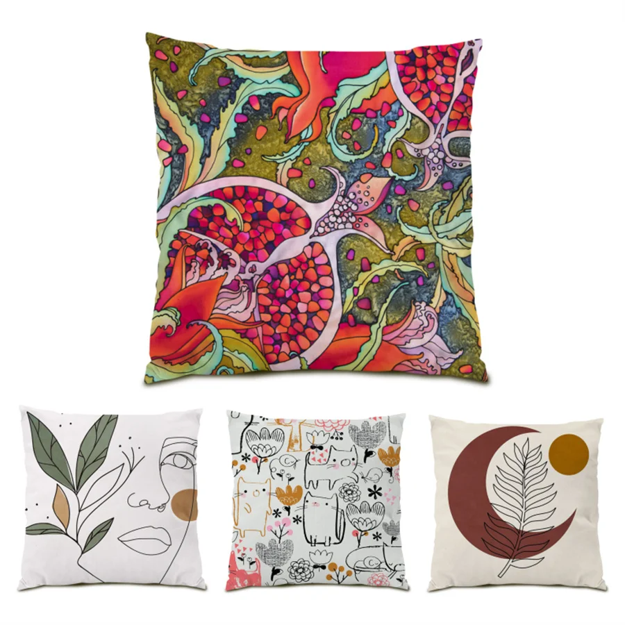 

Ornamental Pillows for Living Room Velvet Polyester Linen Decoration Home Decor Flower Leaves Pattern Decorative Cushion E0425