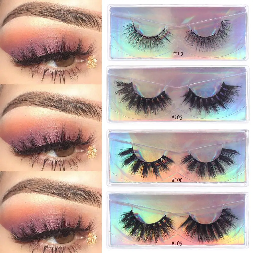 

Eye Extension Mink Eyelashes Handmade Natural Long Lashes 3D Mink Hair False Eyelashes Wispy Fluffy Cross