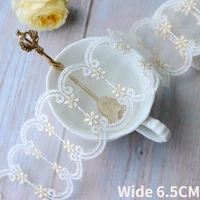 6 5cm wide luxury white tulle yarn gold thread mesh embroidery ribbon lace fabric dress collar trim diy applique sewing decor