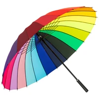 windproof straight umbrella long handle rainbow umbrella umbrellas car luxury large parasol for the sun