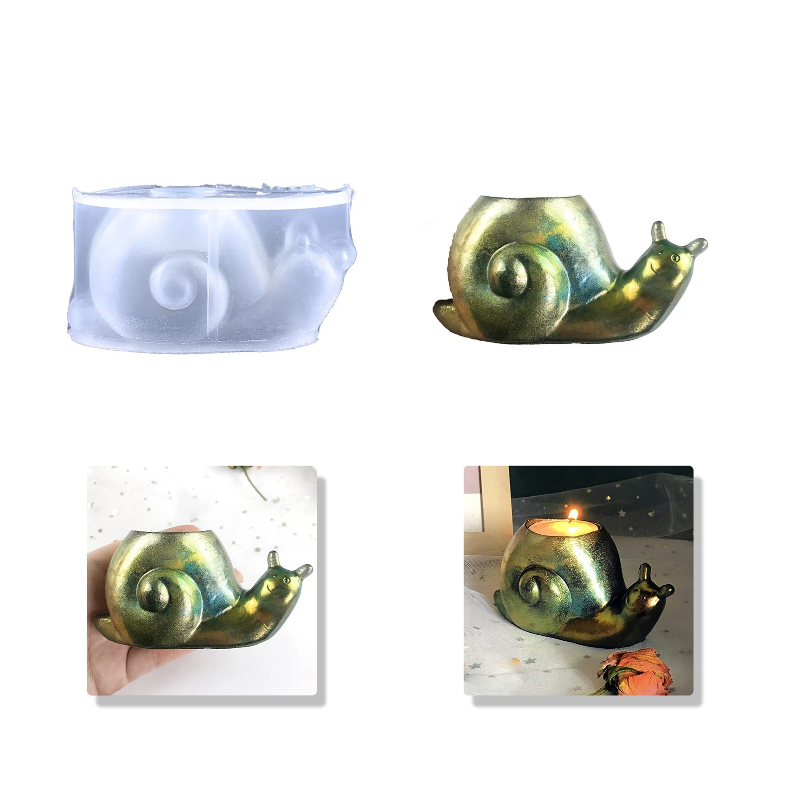 

Snail Candle Holder Epoxy Resin Mold DIY Aromatherapy Candle Ornaments 3D Snail Candle Holder Silicone Mold
