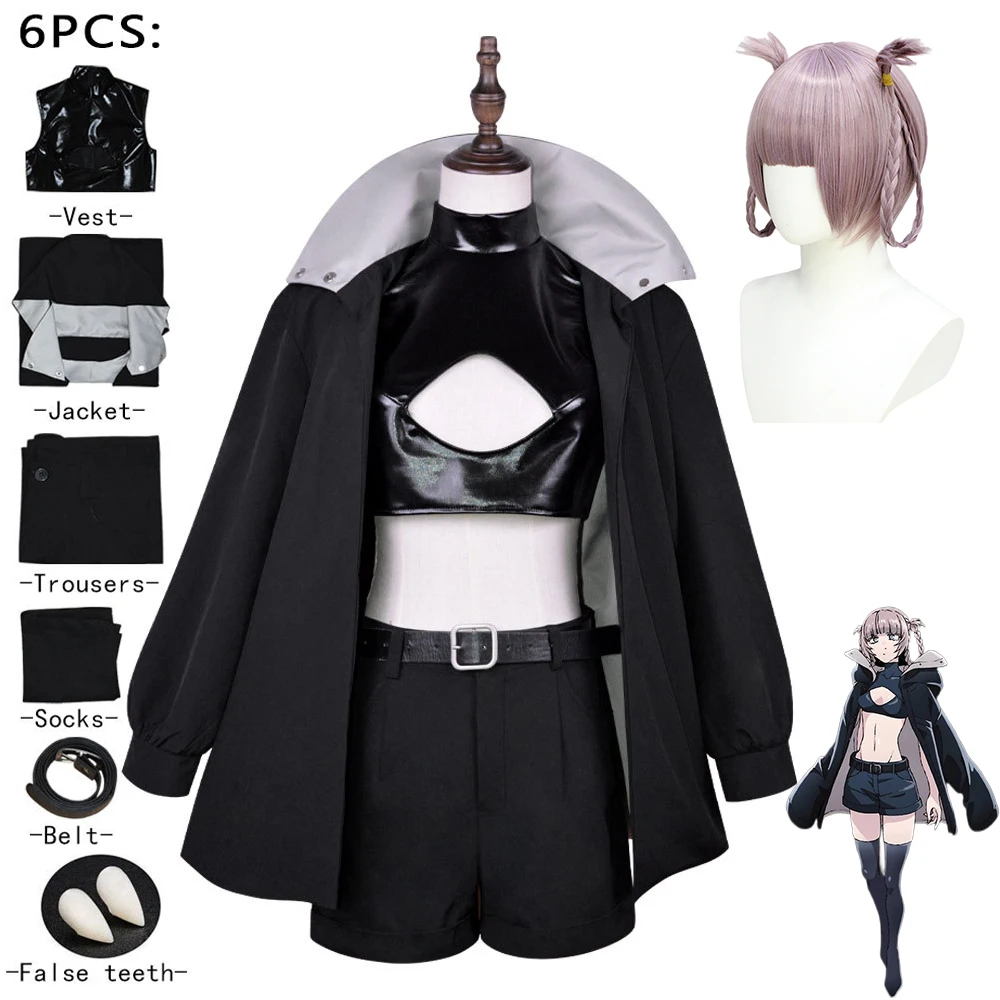

Anime Call of The Night Nanakusa Nazuna Cosplay Costume Women Black Cloak Vest Shorts Wig Vampire Outfit Halloween Costumes