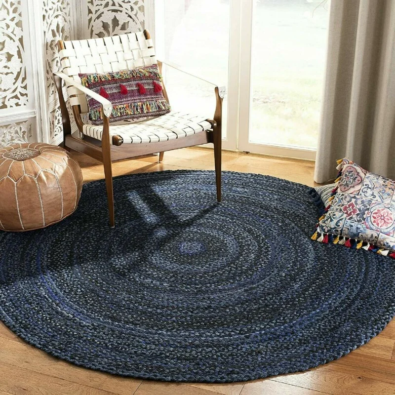 Rug 100% Natural Cotton Handmade Reversible Carpet Rustic Look Living Area Rug Living Room Decoration Rugs for Bedroom