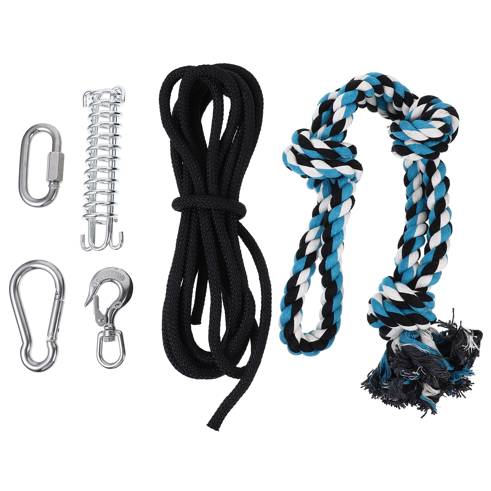 

Pet Durable Stainless Steel Spring Pole Dog Rope Toys Hanging Exercise Rope Pull with 5M Black Ropes