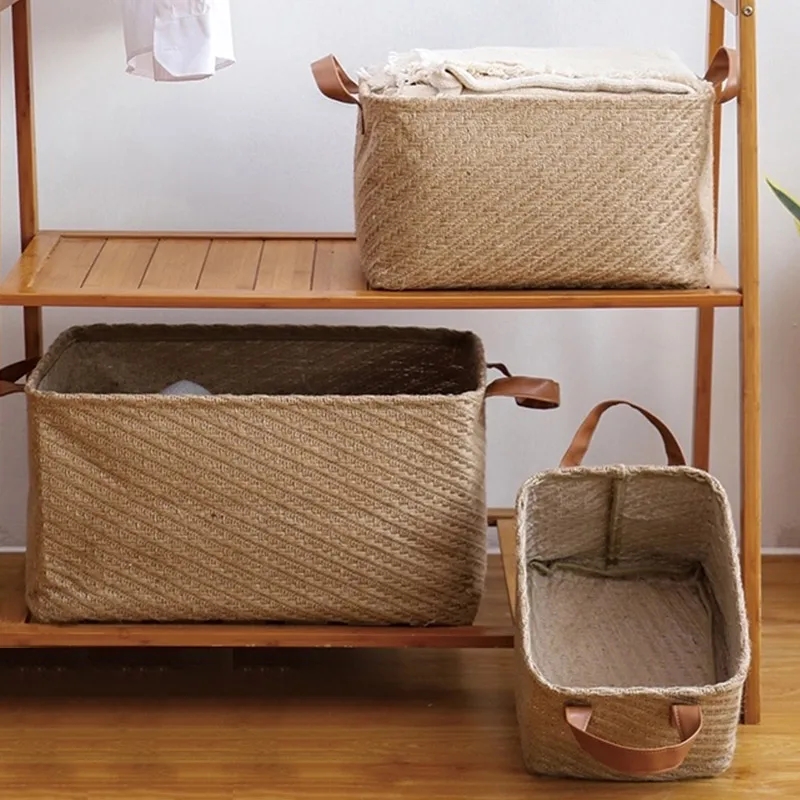 

Foldable Nursery Box Pack Handles Organizer Basket Sundries Closet For With Décor Jute 1 Storage Home 22188 Woven Shelf
