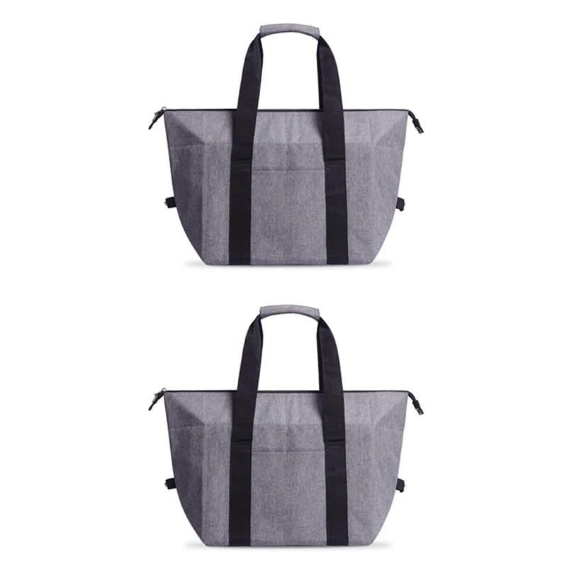 

2X Insulated Thermal Bag, Sturdy Large Fine Reusable Grocery Tote, Cold Hot Food Transport, Zipped Top, Shopping Travel