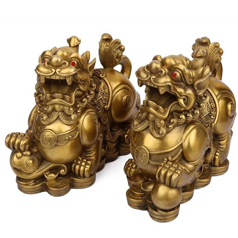 

Exquisite furnishing articles brass the mythical wild animal A pair large size