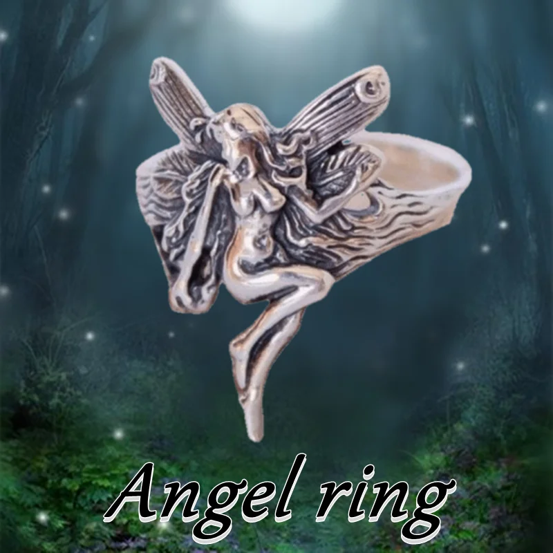 Модное ретро кольцо с ангельским крылом, очарование феи, готическая бижутерия, подарочные аксессуары роскошные кольца для женщин.