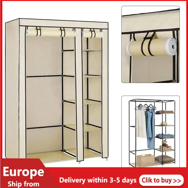 

175cm Multi-purpose Non-woven Cloth Wardrobe Fabric Closet Portable Folding Waterproof Clothing Storage Cabinet Furniture HWC