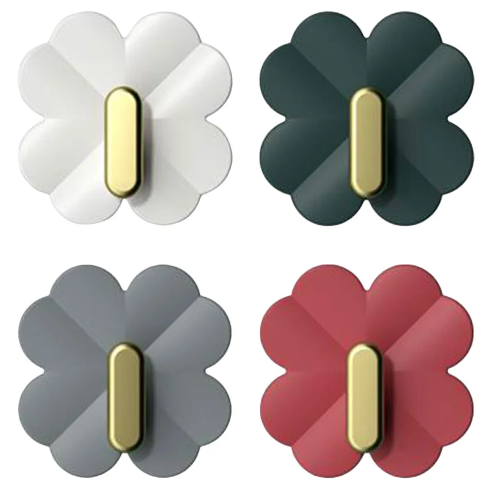 

4 Pcs Wall Clothes Rack Jacket Hooks Backpack Hanger Jewelry Wall Hanger Backpack Hook Towel Coat Hook Light Luxury Clover Hook