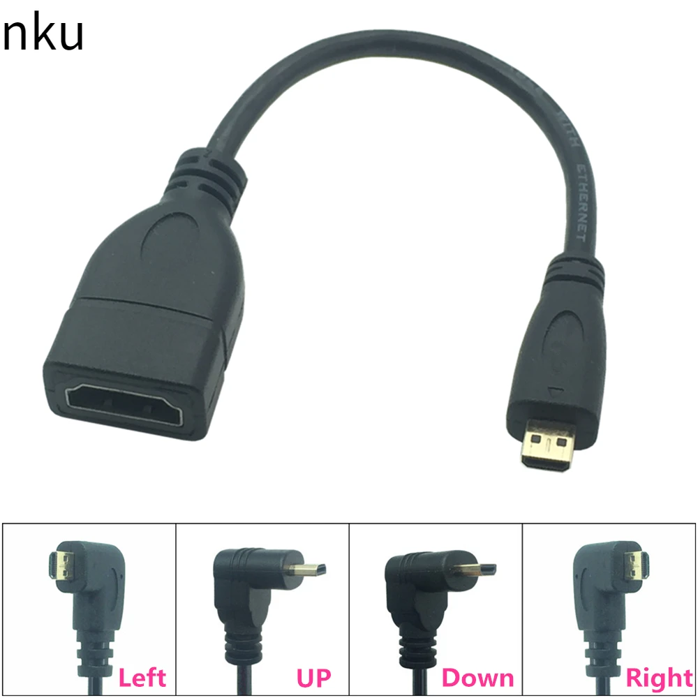 Nku Micro HDMI-Compatible To HDMI-Compatible Adapter 1080P 3D Extension Cable for GoPro Hero 7 Raspberry Pi 4 Sony Camera HDTV