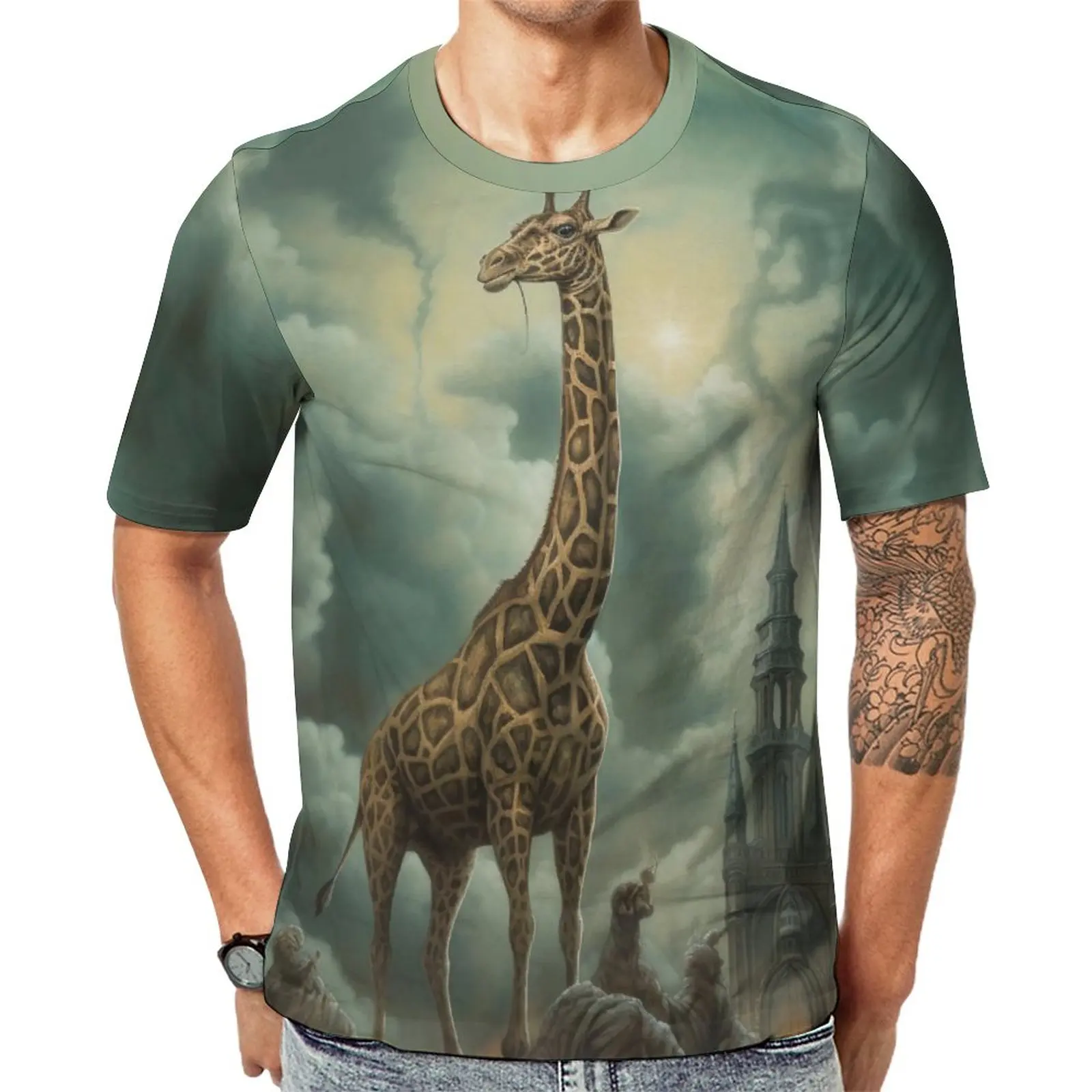 

Футболка в готическом стиле с изображением жирафа, крутые футболки для Мистик-пар, летняя футболка с графическим рисунком, смешные Топы с коротким рукавом большого размера, идея для подарка