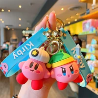 anime figure kirby keychain kawaii car key pendant for bag accessories cartoon model ornament cute toys for girls birthday gifts