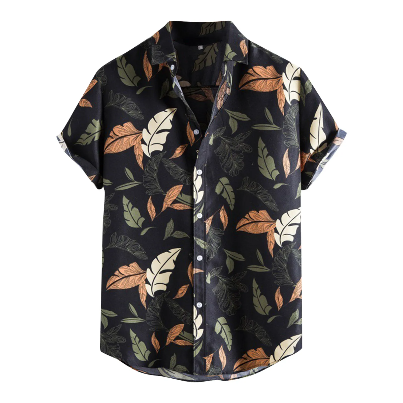 

2022 New Fashion Men Hawaiian Shirts Summer Leaves Printed Tee Tops Beach Style Shirt Casual Loose Short Sleeved Shirt Blouse