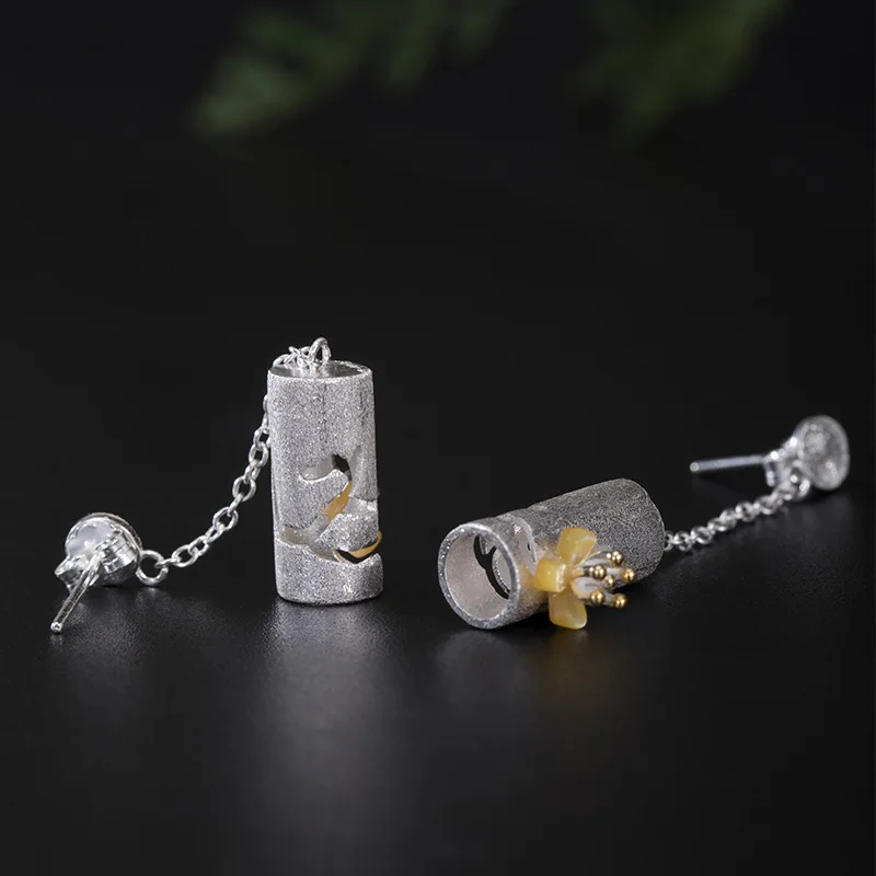 

Серьги-подвески женские ажурные в китайском стиле, из серебра 925 пробы