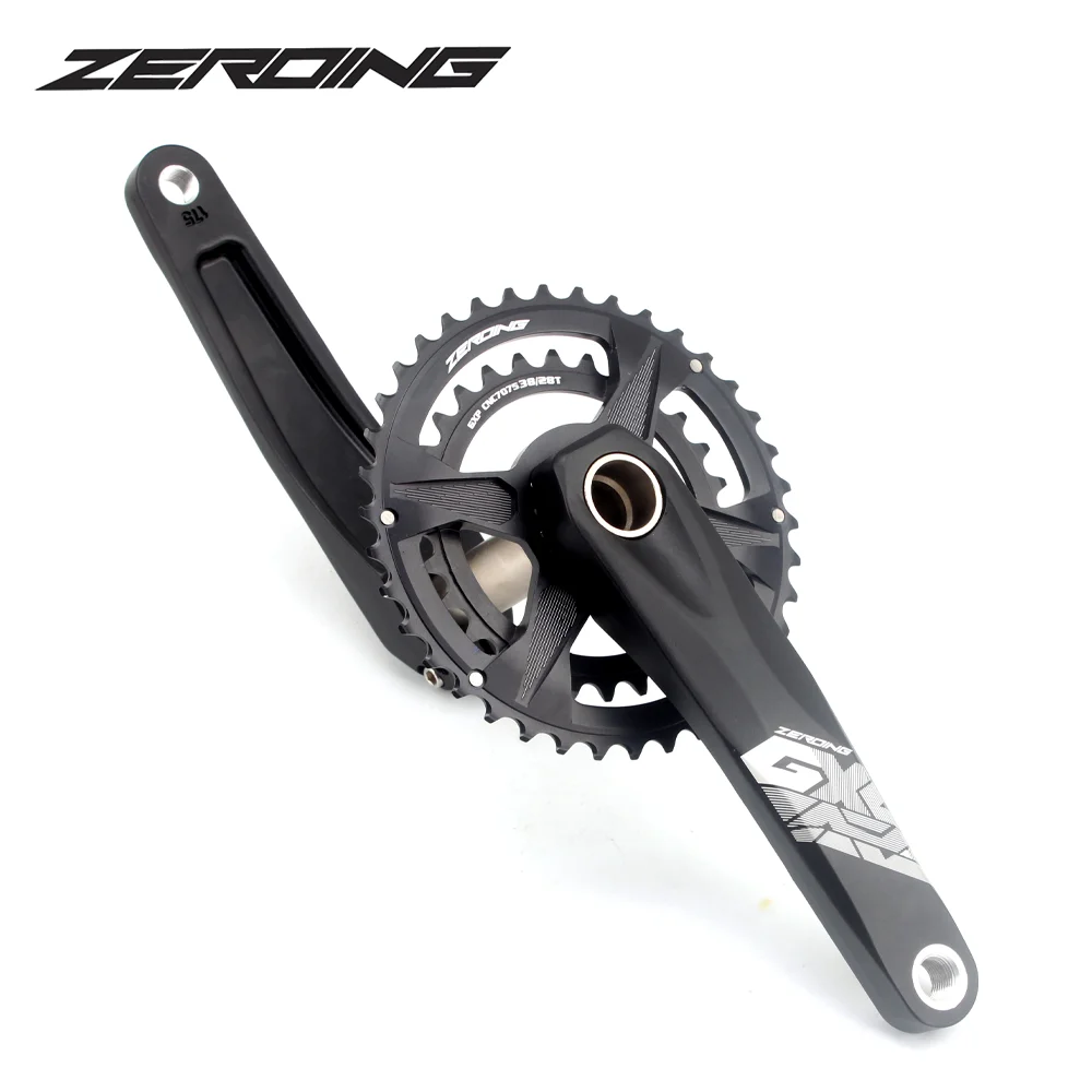 Набор шатунов велосипеда MTB ZEROING с двумя звездочками 36-26T 38-28T GXP, длиной 175 мм, изготовленный из полости алюминиевого сплава с кареткой.