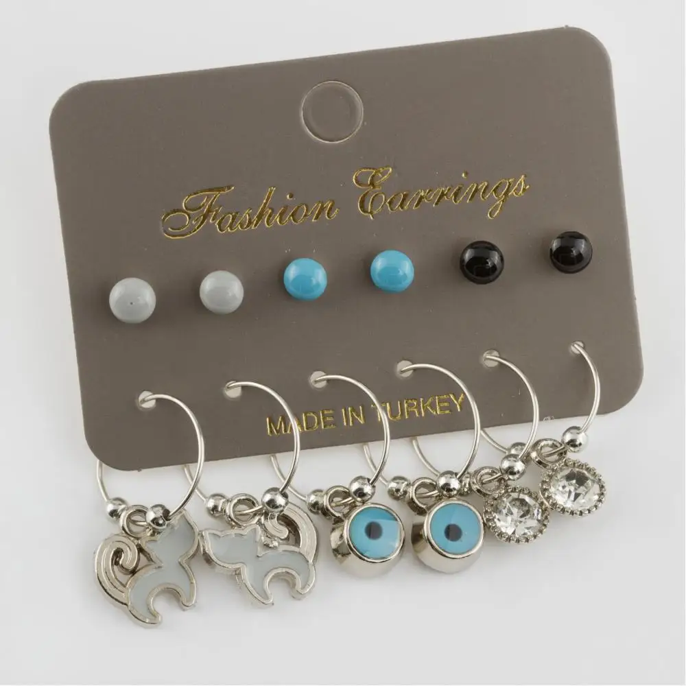 

12 pcs cat figured enamel ring earrings jewelry women fashion pearl tassel drop necklace bracelet ring gift beads for kids gift beads ornament