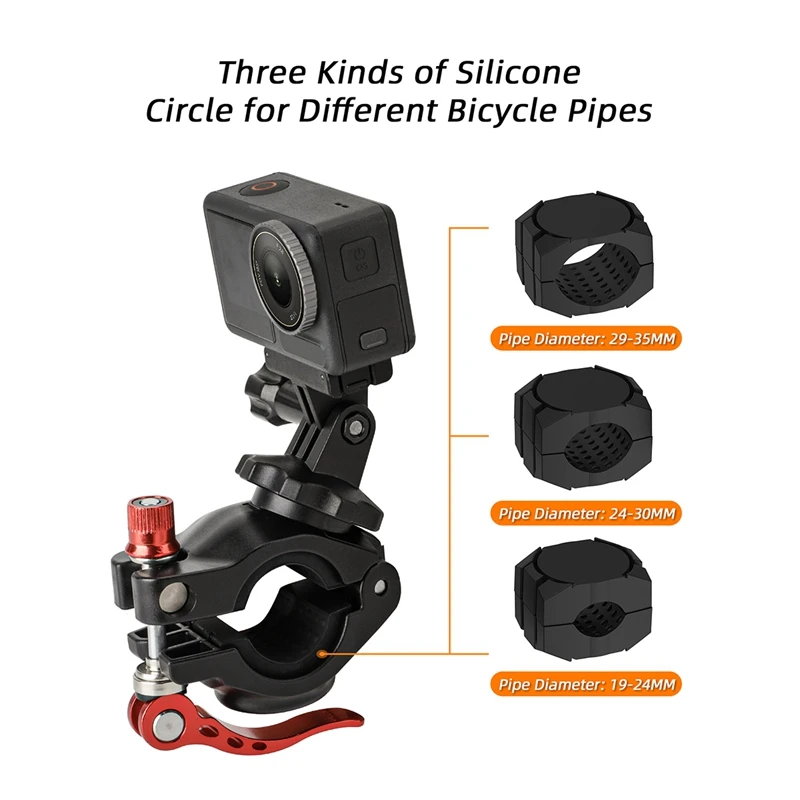 Велосипедный зажим для Action4/GoPro12 вращающийся на 360 градусов многотрубный AirTag
