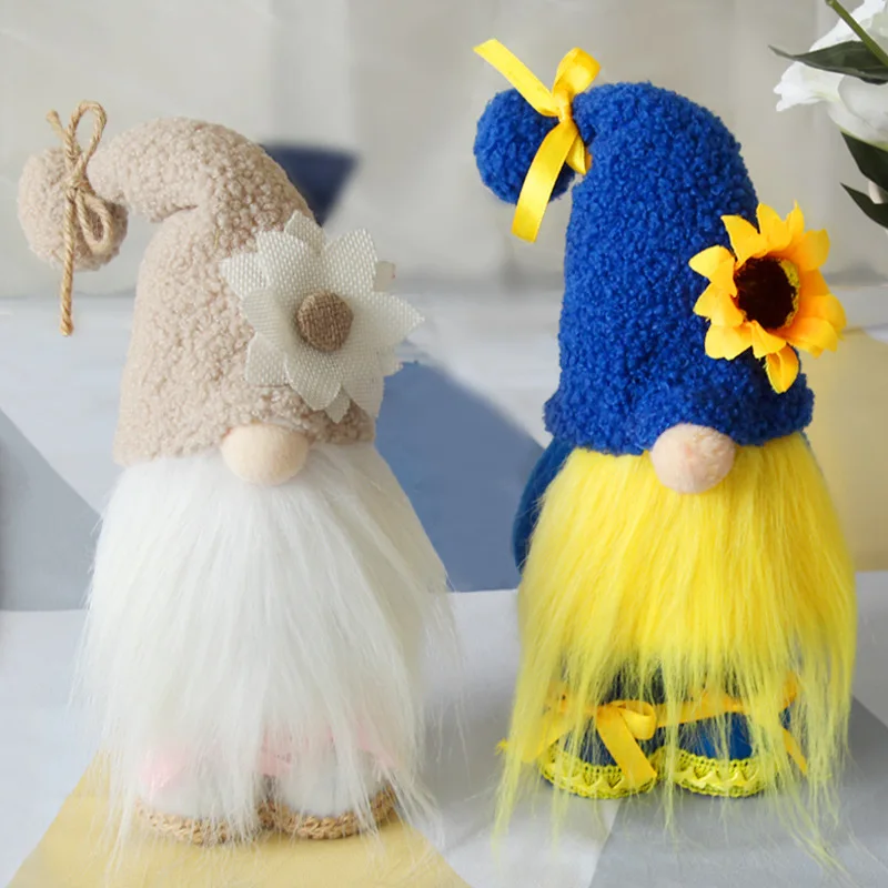 

Sunflower Gnome Plush Peace Doll Blue White Faceless Gnome Old Man Holiday Ornament Ukrainian Flag Spring Gnome Home Decorations