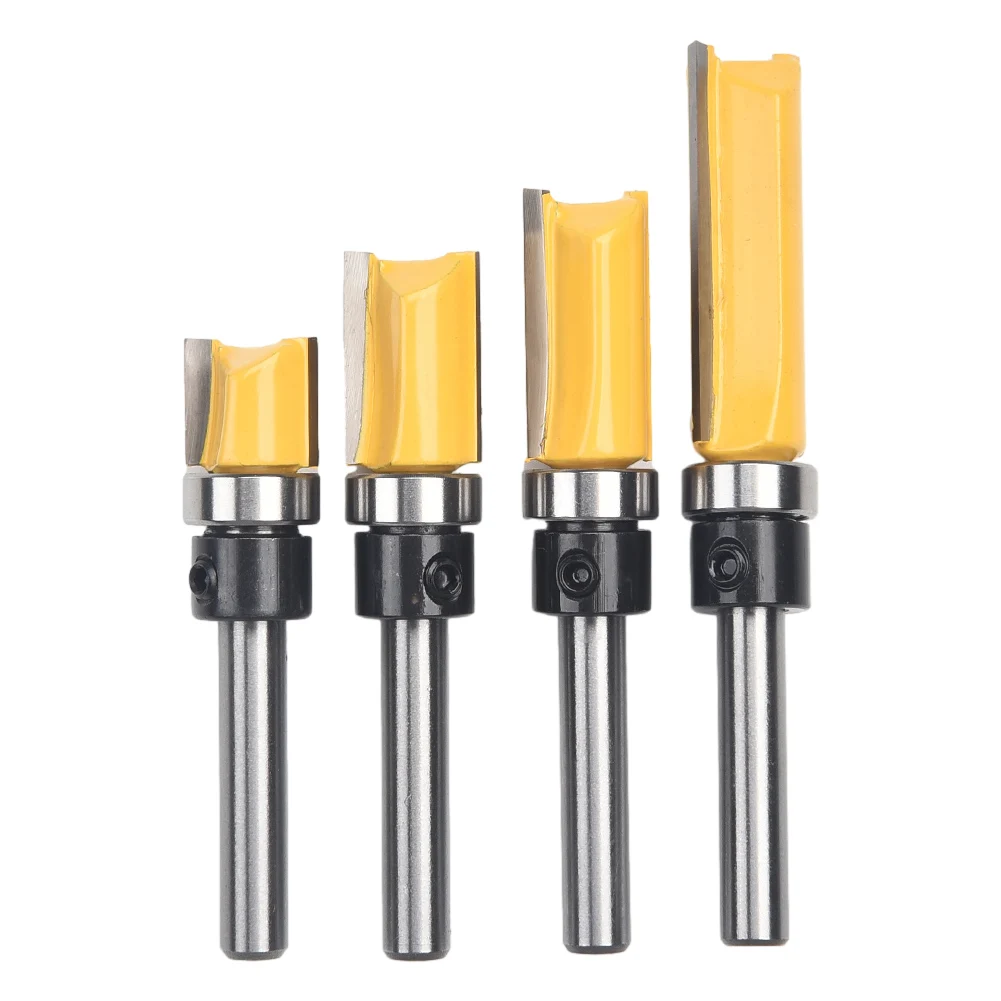 

4 Pcs Milling Cutter Router Bit 1/4'' Shank Trimming Bearing Flush Trim Cutting For Woodworking Carpentry Tools Accessories