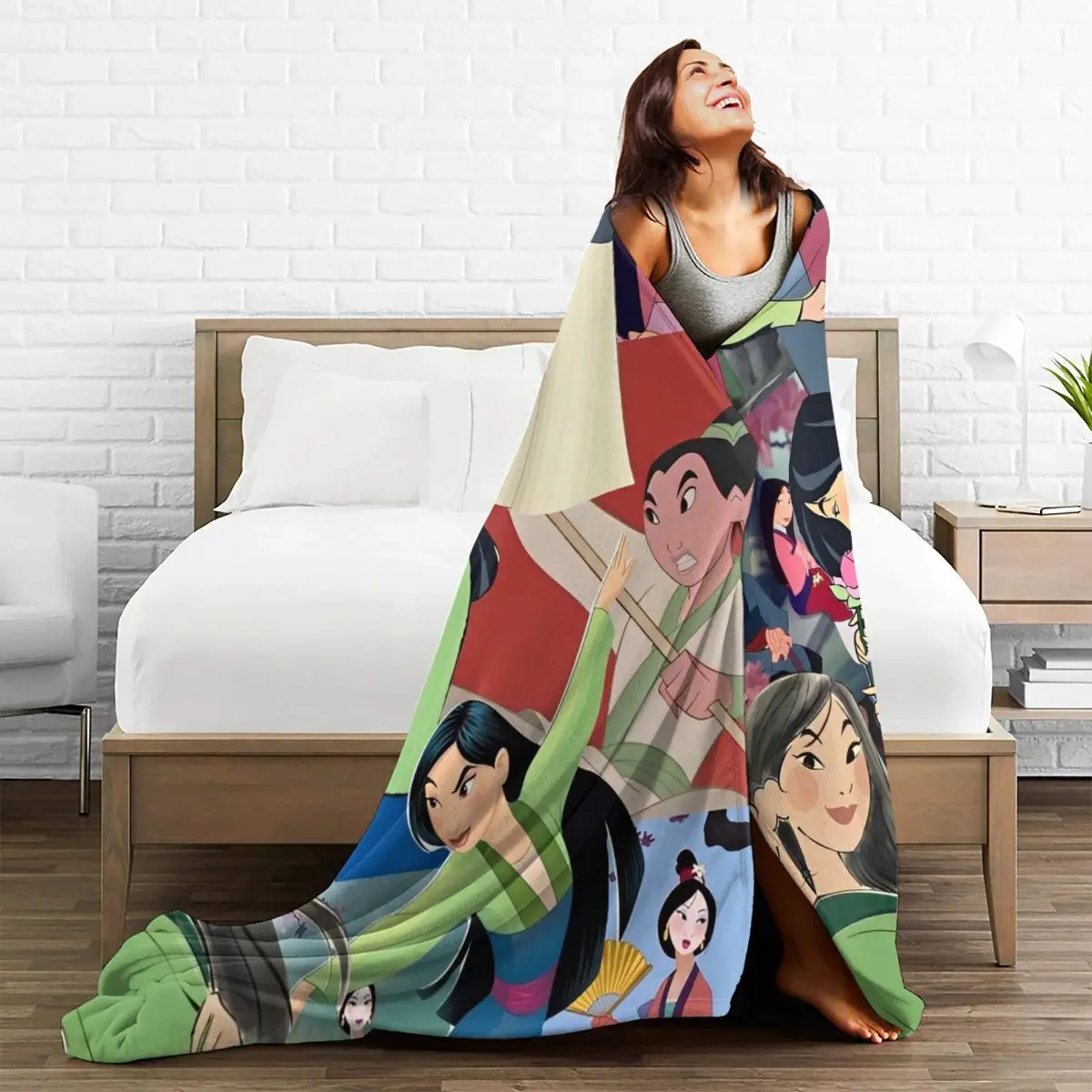 Вязаное одеяло принцессы Mulans Beaty с героями мультфильмов милое фланелевое Mushu