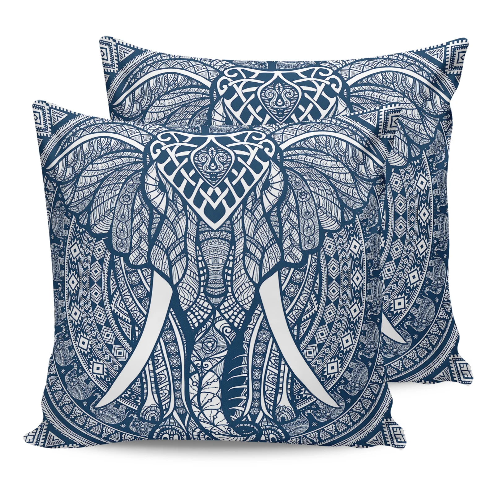 

2PC Pillowcase Mandala Pattern Elephant Blue Sofa Cushion Cover Bed Dakimakura Pillow Cover House Home Decorative Pillow Cases