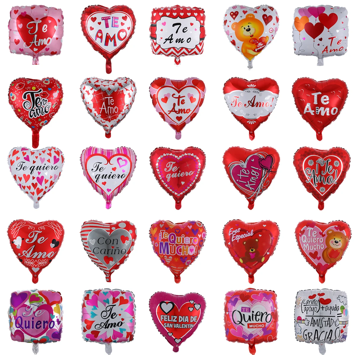 

10pcs 18inch Printed Spanish Foil Balloons Heart Shape Love Globos Valentines Days Gifts Helium Engagement Wedding Party Decor