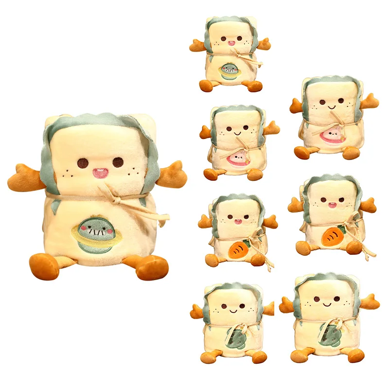 

Cartoon Toast Plush Roll Blanket Office Nap Bread Flannel Blanket Air Conditioner Single Person Can Store Blanket