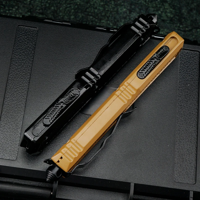 Фото Micro Makora II OTF Knife Tech D2 Складное лезвие Портативные уличные универсальные инструменты EDC Тактические карманные ножи с цинковой алюминиевой ручкой №4