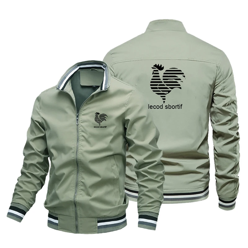2022 new men's jacket rooster micro-label printing zipper cardigan long-sleeved jacket coat fashion casual uniform coat windbrea