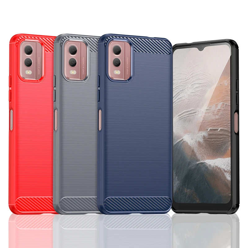For Nokia C32 Case Nokia C32 Cover Coque Shell Fundas Carbon Fiber Soft Silicone TPU Phone Bumper For Nokia C32