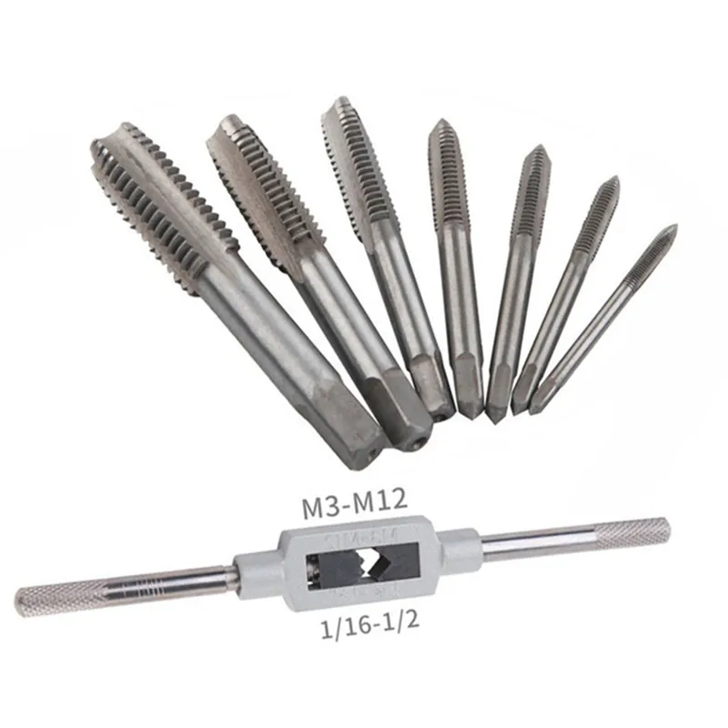 

8pcs M3-M12 Tap Wrench Drill Set Hand Tapping Tools Metric Screw Thread Tap Twist Drill Bit Wrench Set Dropshipping