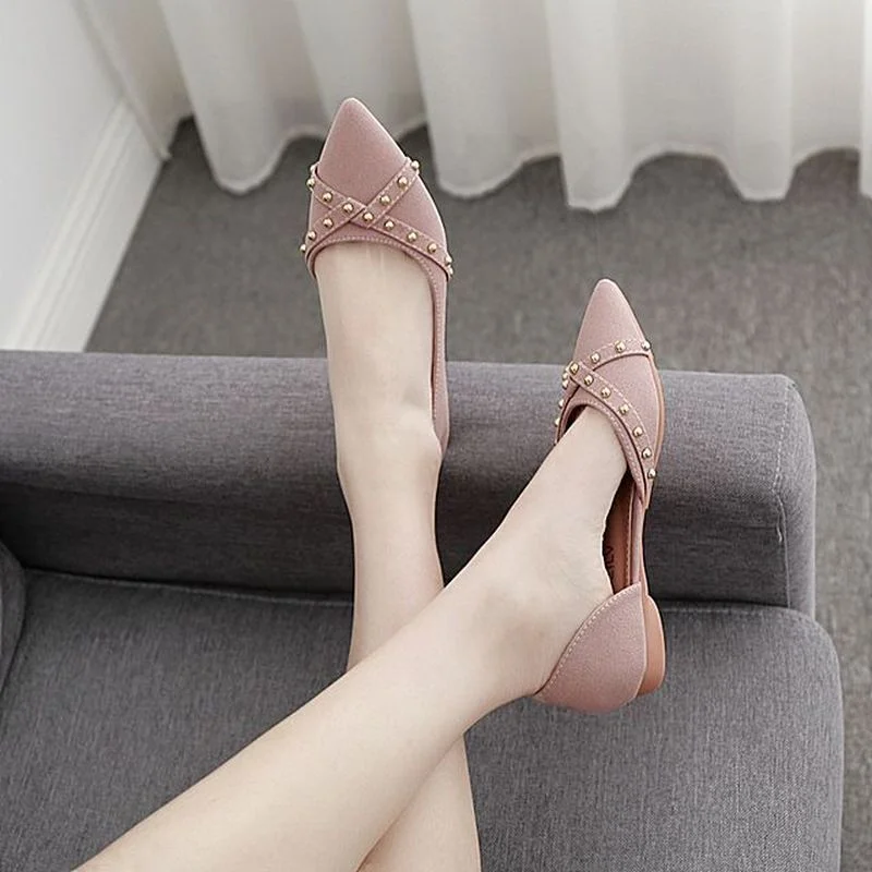 

Flat Women's Single Shoes Spring New Korean Version All-match Fashion Pointed Toe Shallow Mouth Lazy One Pedal Peas Shoes New