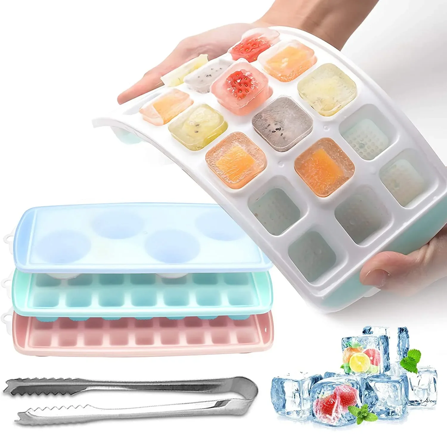 

3PCS Ice Cube Maker Silicone Molds For Pastry Square Shape Ice Mould, Safe & Bpa Free, For Cocktail, Whiskey, Chocolate, Jelly