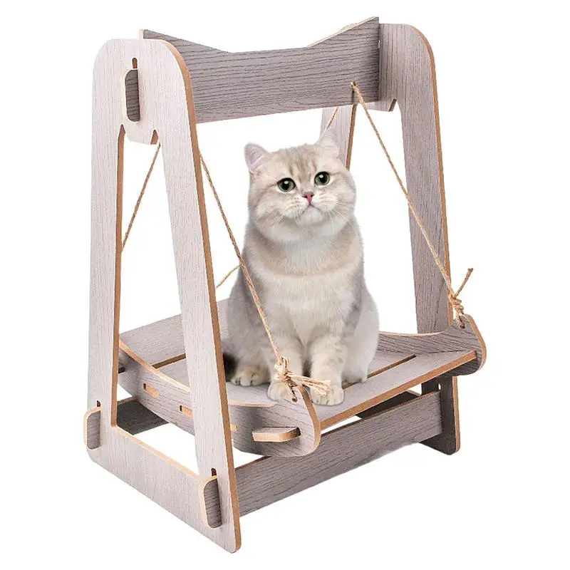 

Cat Swing Hammock Wooden Summer Hanging Cat Bed Four Seasons General Pet Bed Pet Cat Accessories Easy To Assemble And Detach