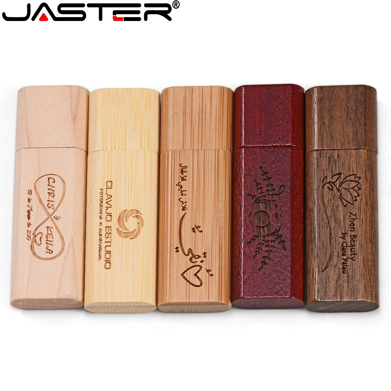 

Free Custom Logo 128GB USB Flash Drive Creative Gift 64GB Pen Drives Free key chain 32GB Memory Stick Walnut Wood U Disk 16GB
