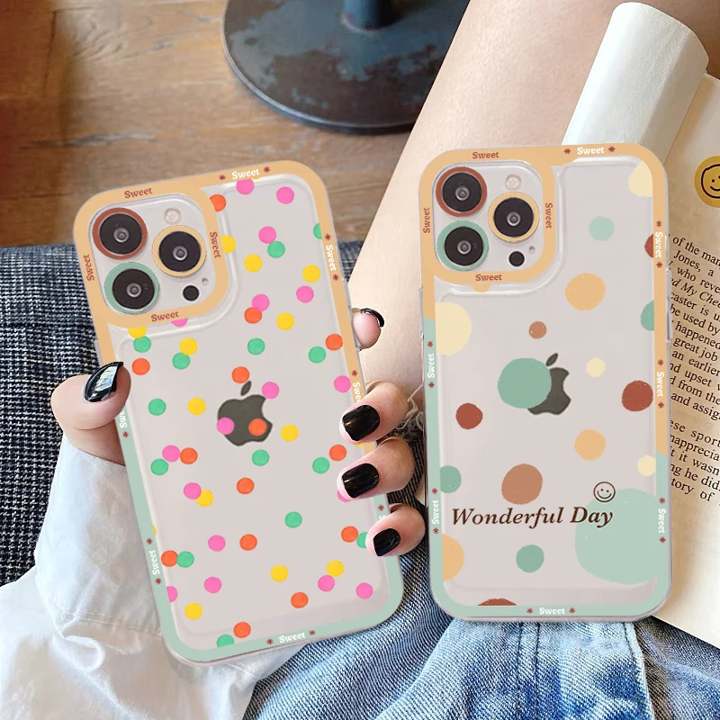 

Cute Polka Dot Phone Case For IPhone 13 14 Pro Max XS XR 12 11 Pro 13 Mini 6 7 8 Plus Soft Clear Back Cover