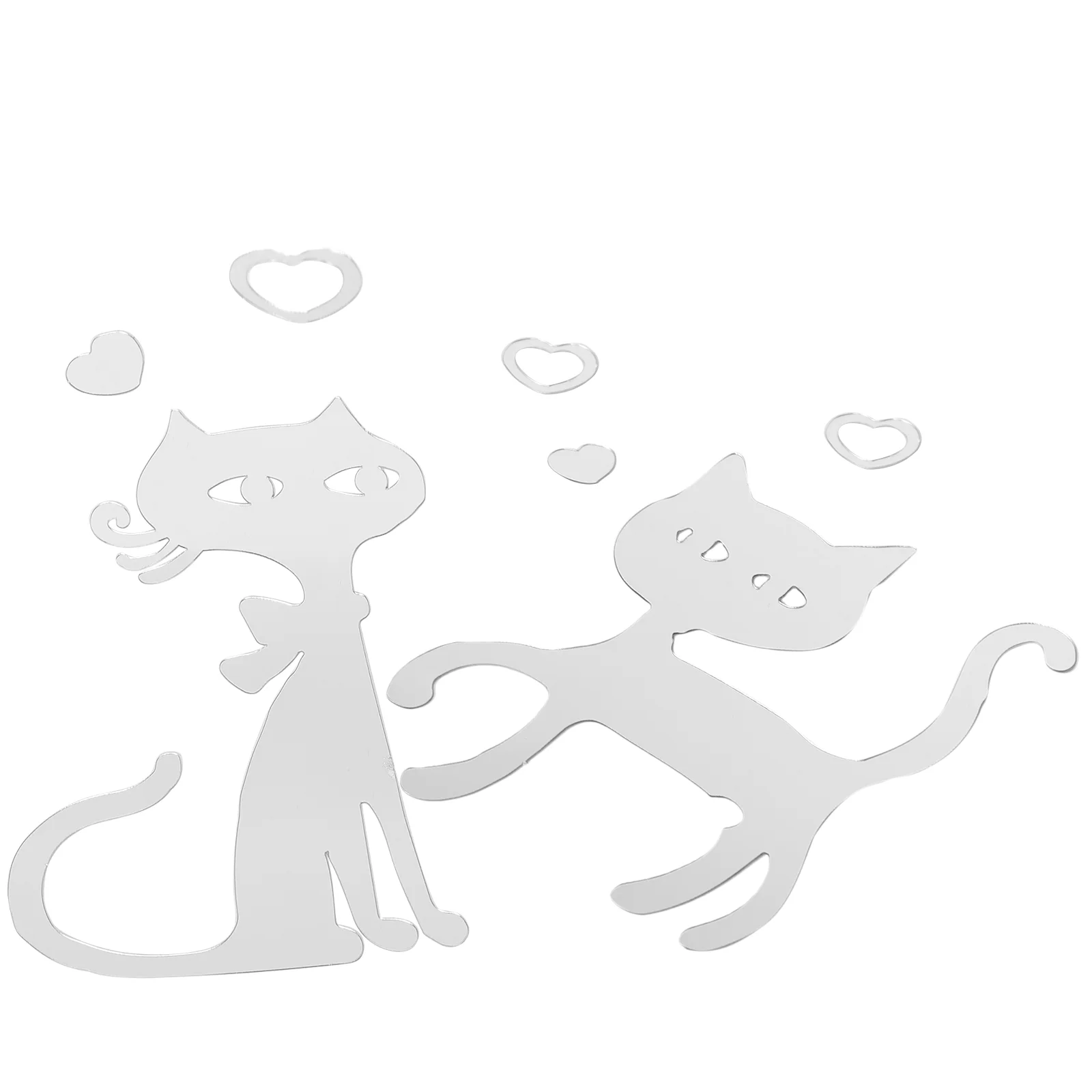 

1 Set Wall Stickers Tiles Heart Cat Stickers Mirror Decals Bedroom Wall Decorative Stickers