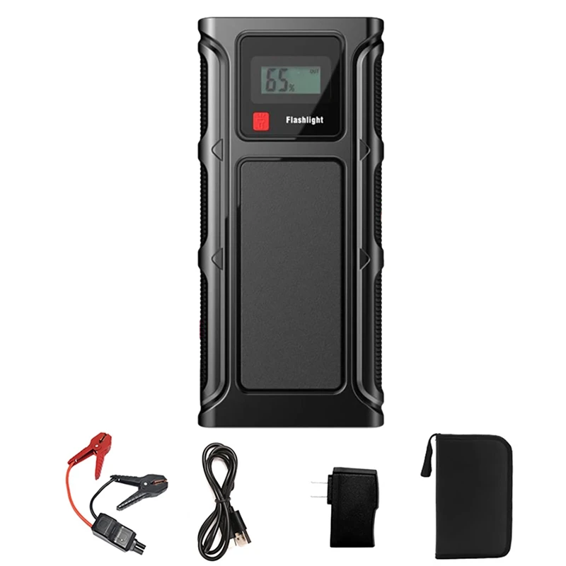 12000Mah Car Jump Starter Power Bank Car Emergency Booster Starting Device Smart Battery Clip US Plug