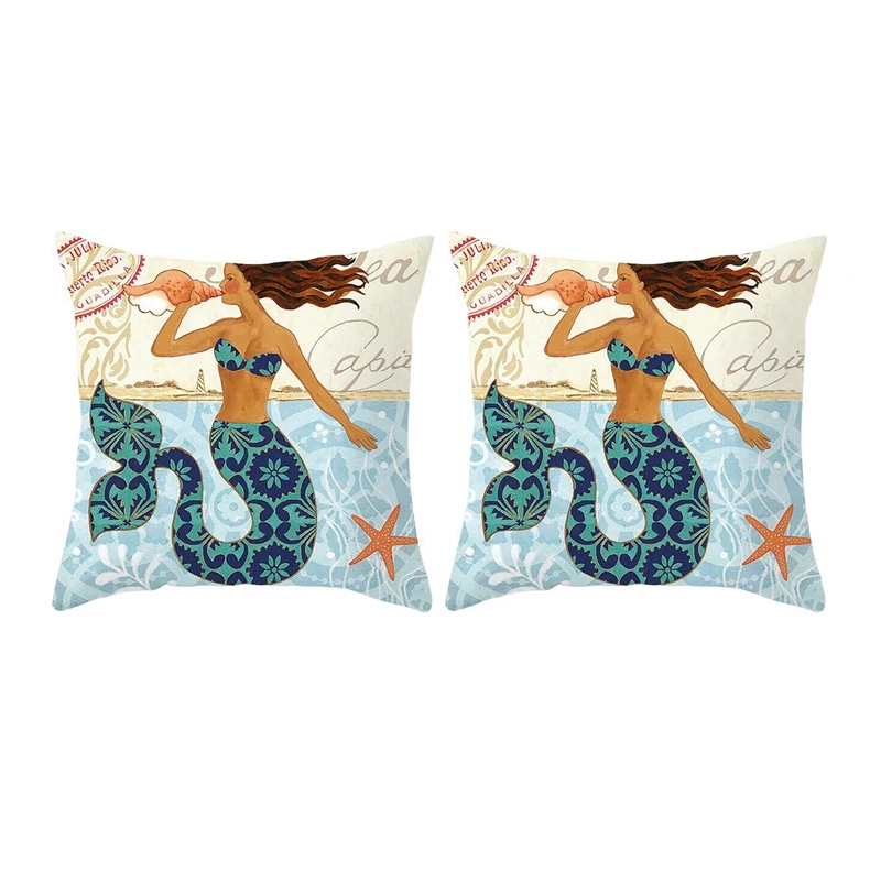 

Mediterranean Ocean Digital Print Peach Skin Pillow Cushion Cover Home Goods