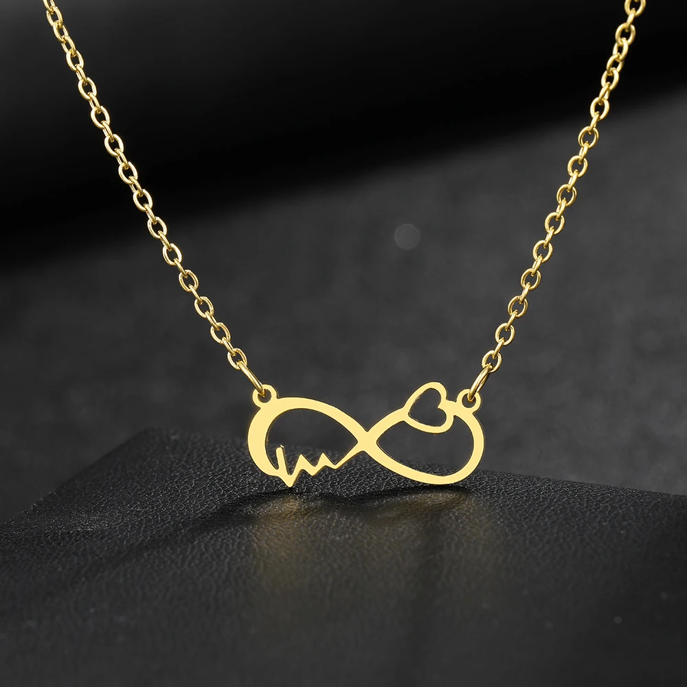 Ожерелья из нержавеющей стали изящный символ бесконечности сердце чокер лучшие