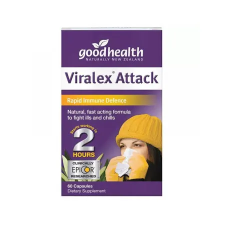 

New Zealand Good Health EpiCor Viralex Attack Olive Leaf 60 capsules for Adult Immunity Fight Ills Chills Cold Flu