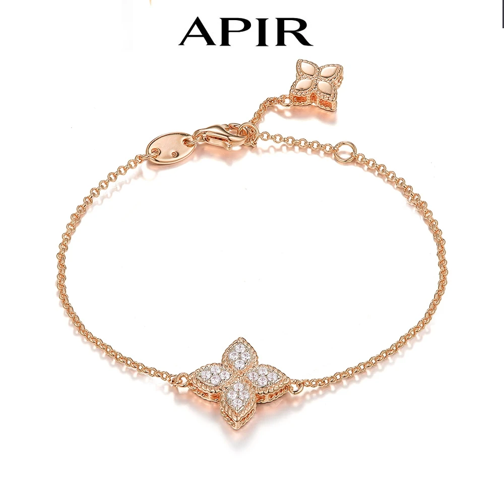 Браслет APIR из стерлингового серебра 925 пробы четырехлистный клевер в форме 5А