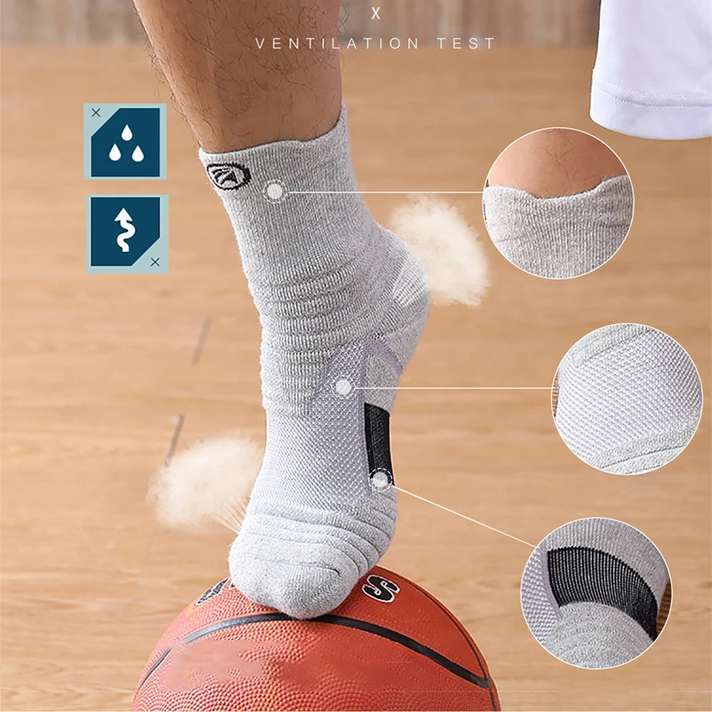 Men's Socks Compression Stockings Breathable Basketball Sports Cycling Socks Moisture Wicking High Elastic Tube Sport Sock 1Pair