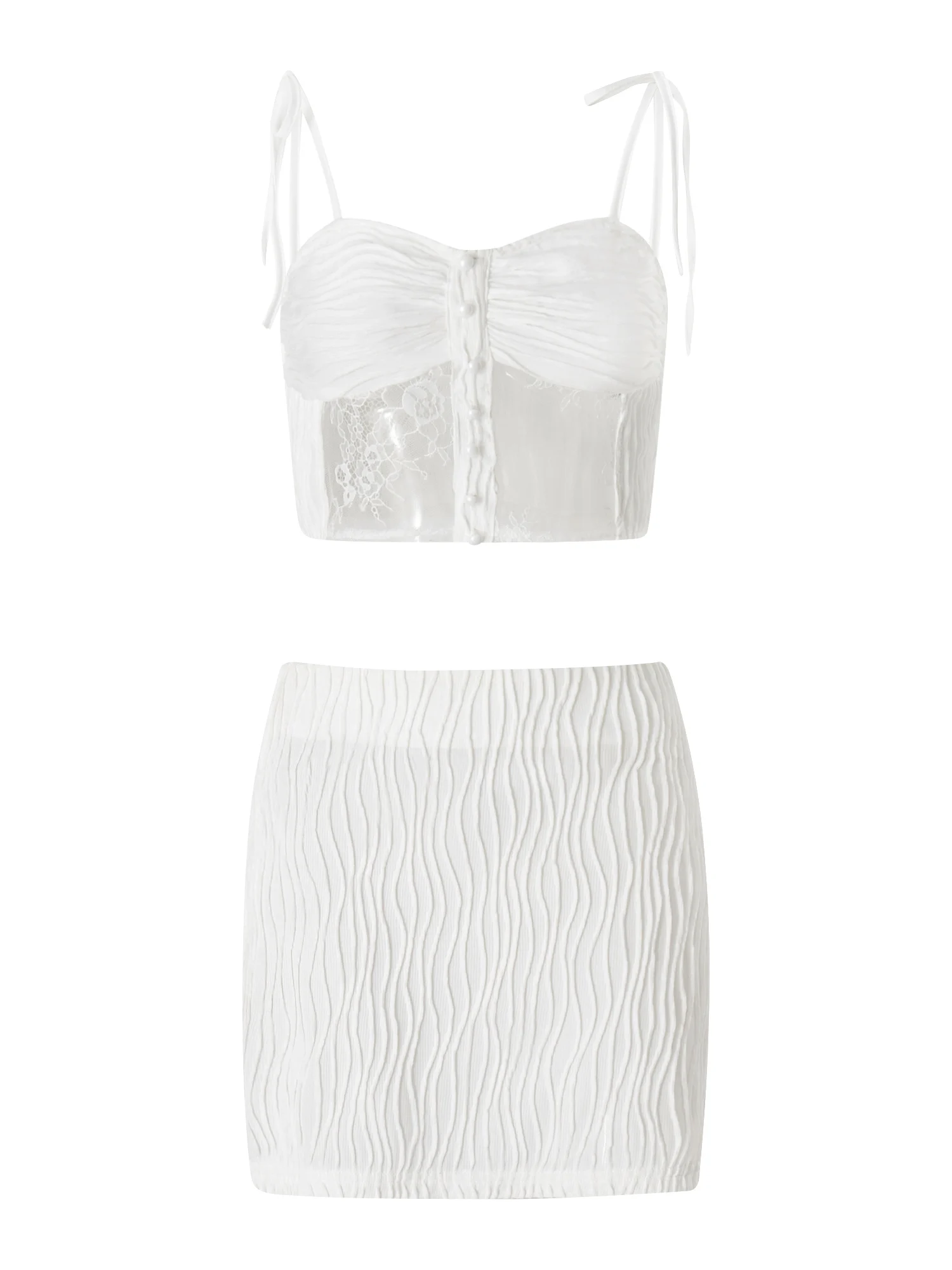 

Chic and Sexy Lichiji Women s Lace Patchwork Camisole and Bodycon Mini Skirt Set for Summer 2023 Clubwear and Street Style