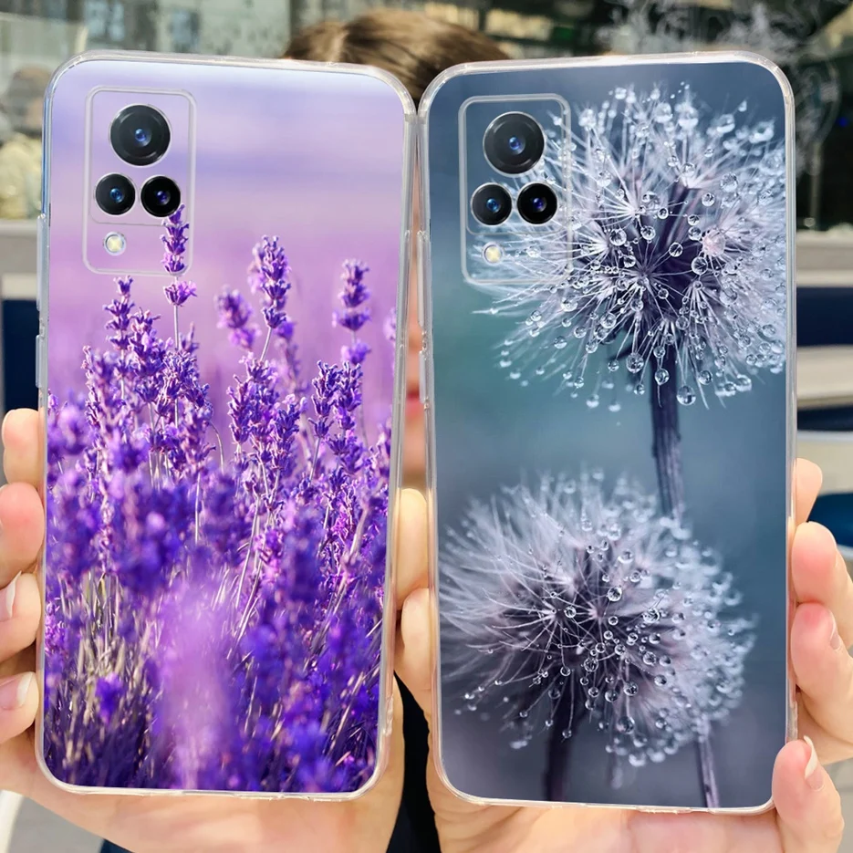 ДЛЯ Vivo V21 чехол V21e Новый Модный с рисунком прозрачный силиконовый мягкий из ТПУ